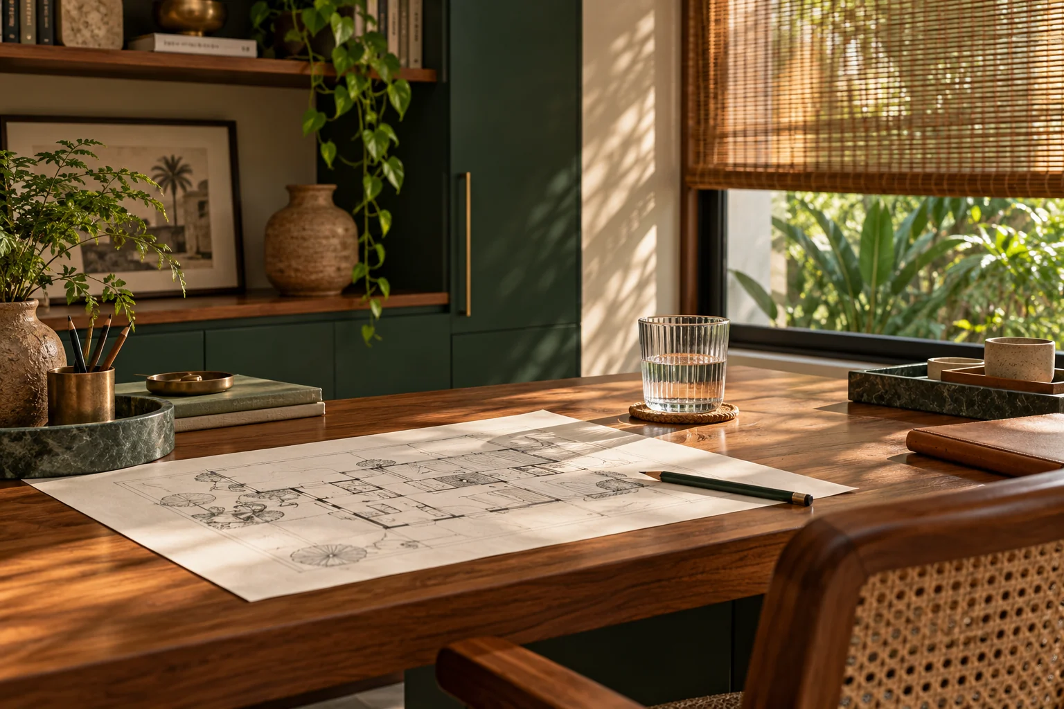 A quiet sunlit sitting room