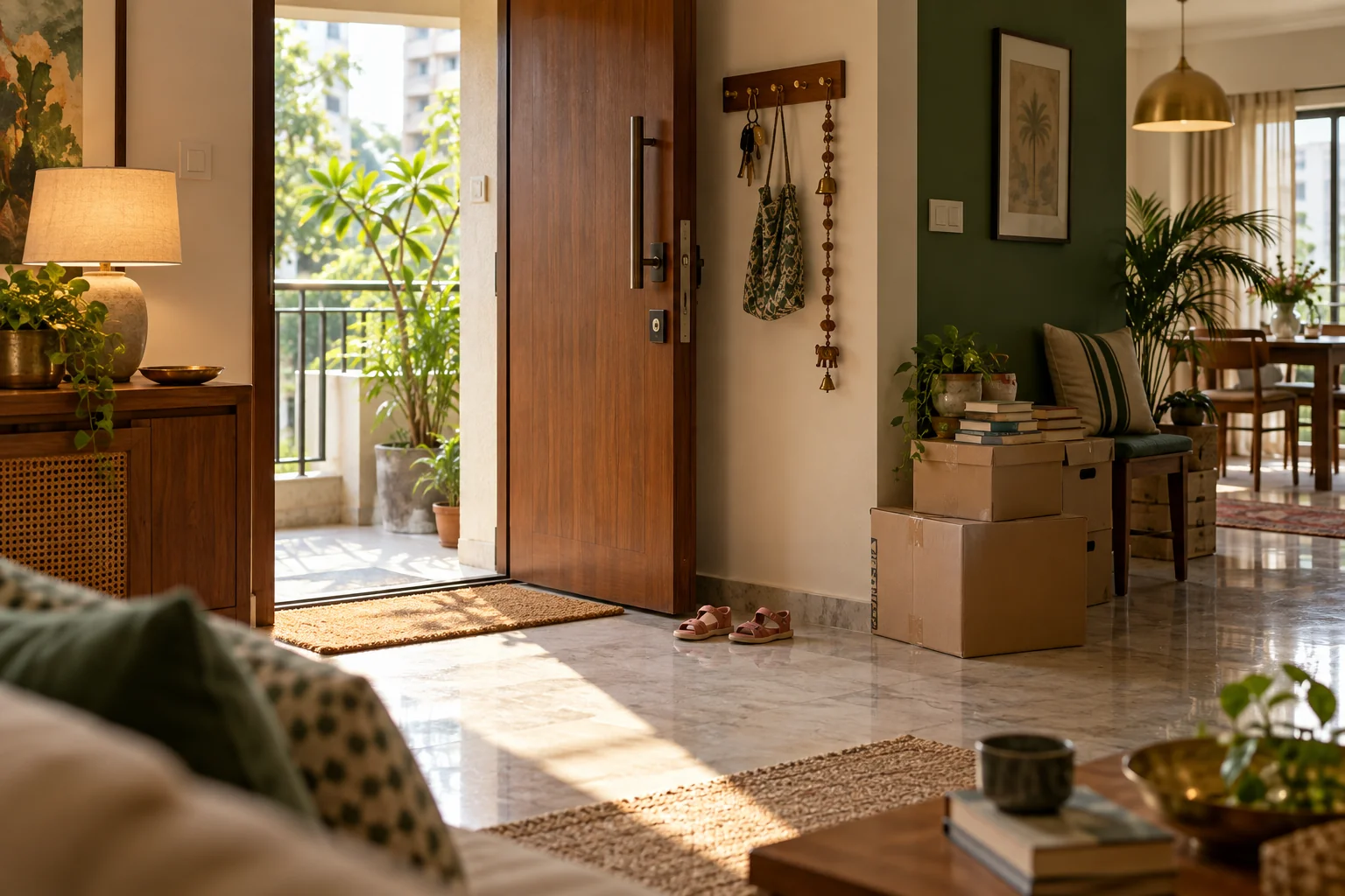 The entry to a warm home